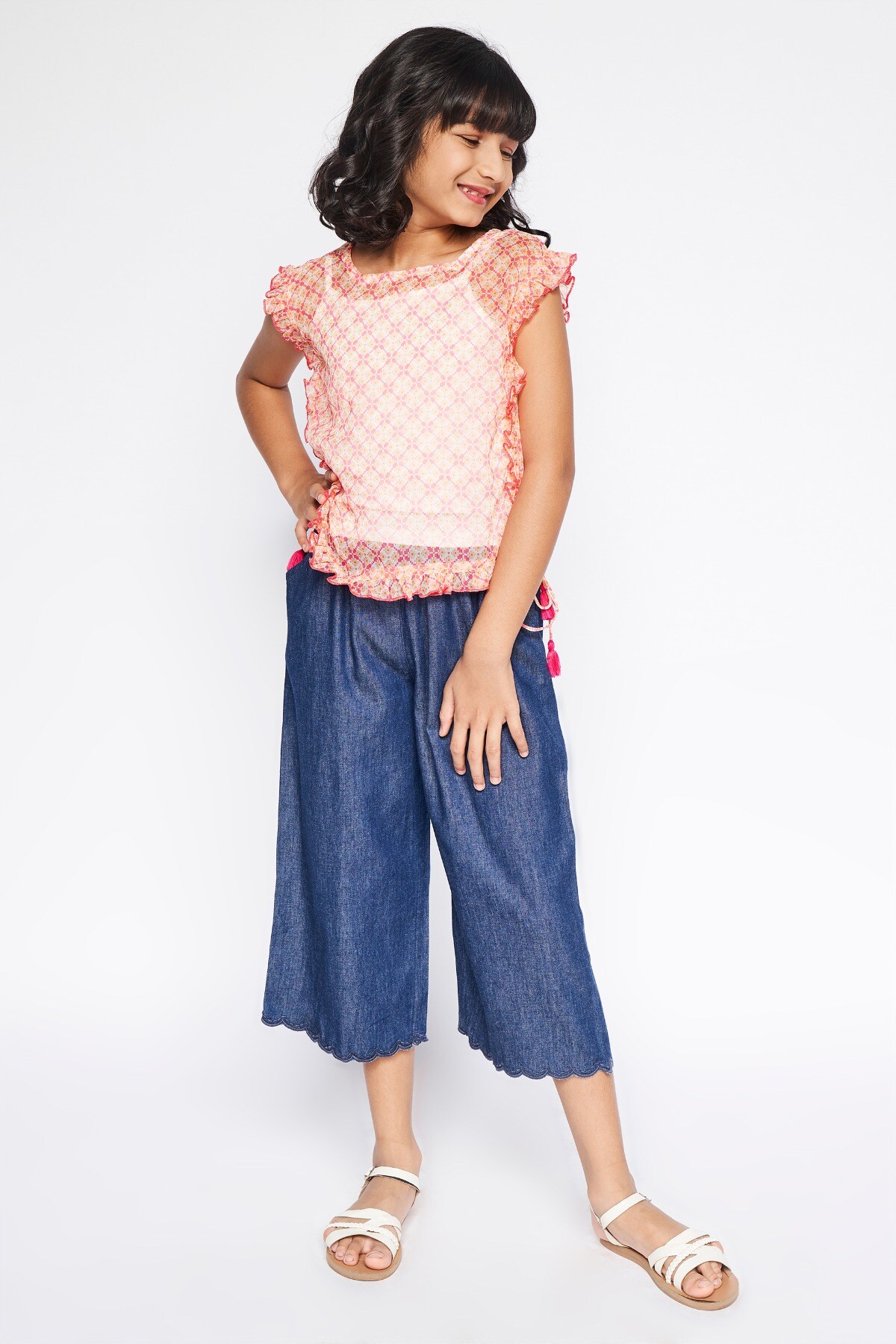 4 - Orange Tie-Ups Geometric Top, image 4