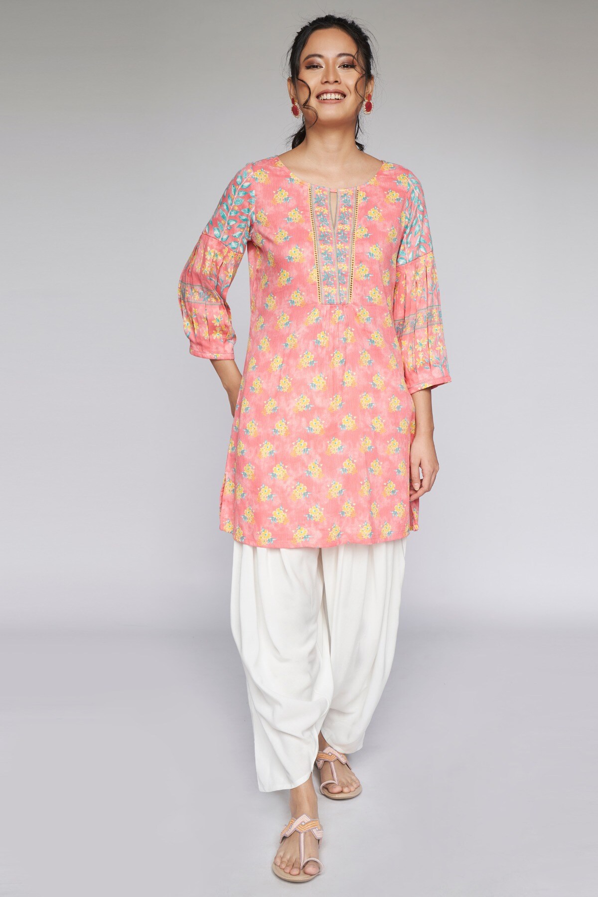 2 - Pink Floral Fit & Flare Tunic, image 2